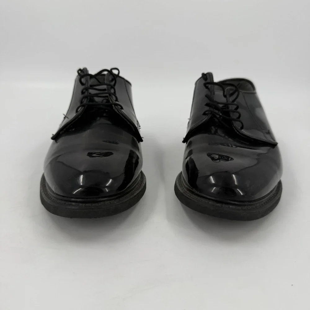 Bates Uniform 8W Oxford Dress Shoes Mens Black Patent Leather Almond Toe